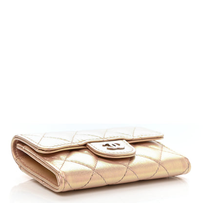 Chanel Iridescent Calfskin Quilted Flap Card Holder Wallet Pink 4 of 9