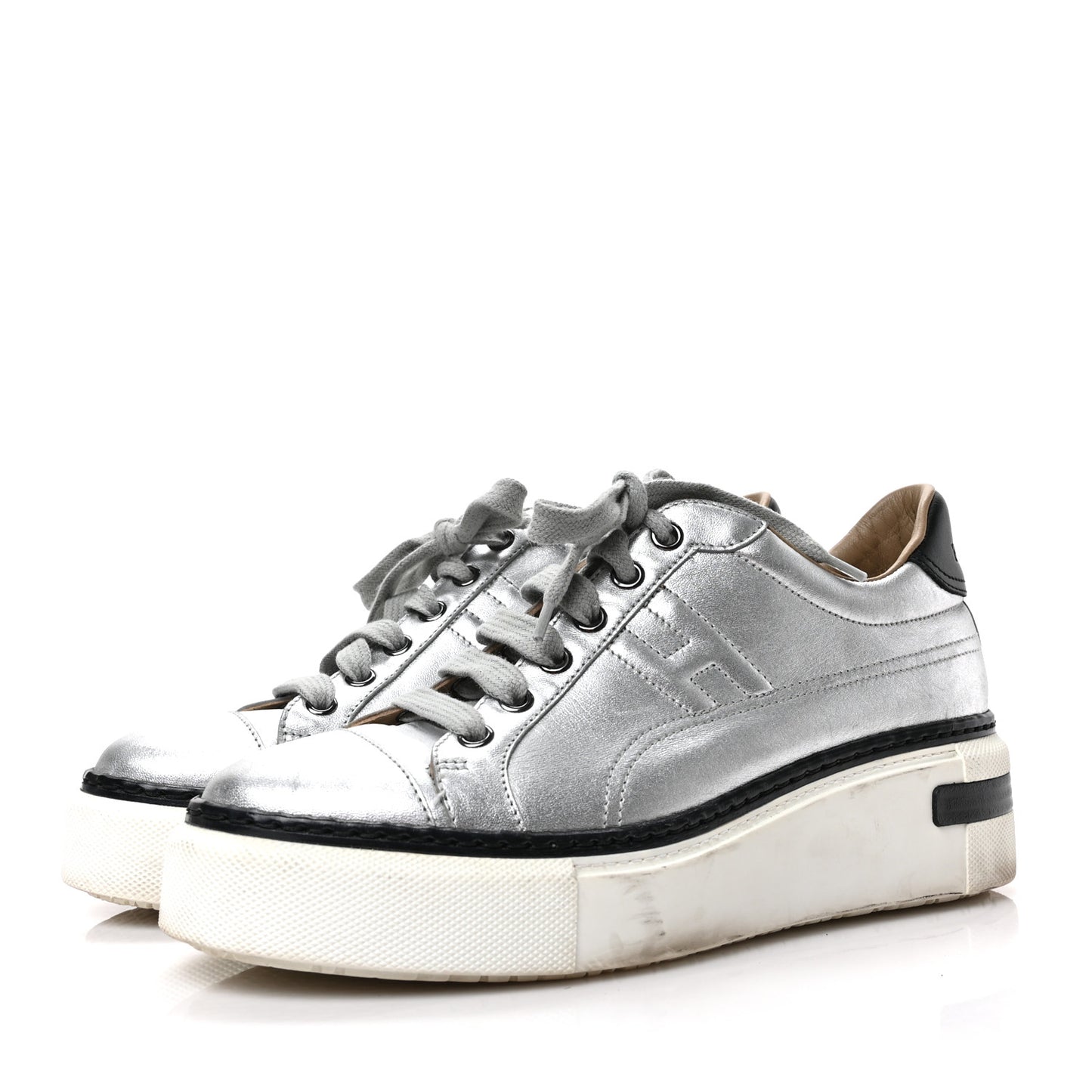 Metallic Womens Polo Sneakers 37 Argente Black