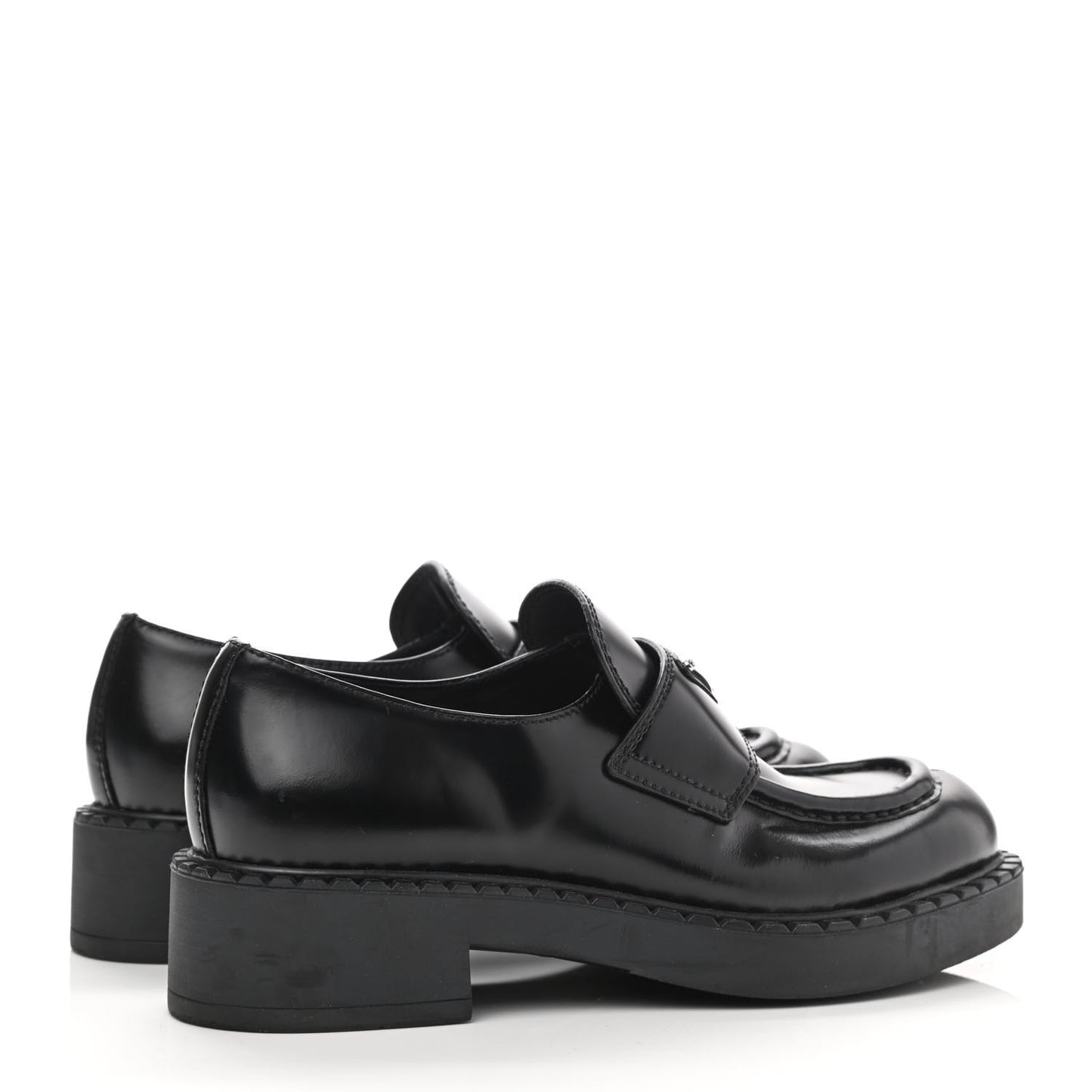 Spazzolato Metal Triangle Logo 50mm Loafers 37 Black