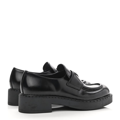 Prada Spazzolato Metal Triangle Logo 50mm Loafers 37 Black 4 of 10