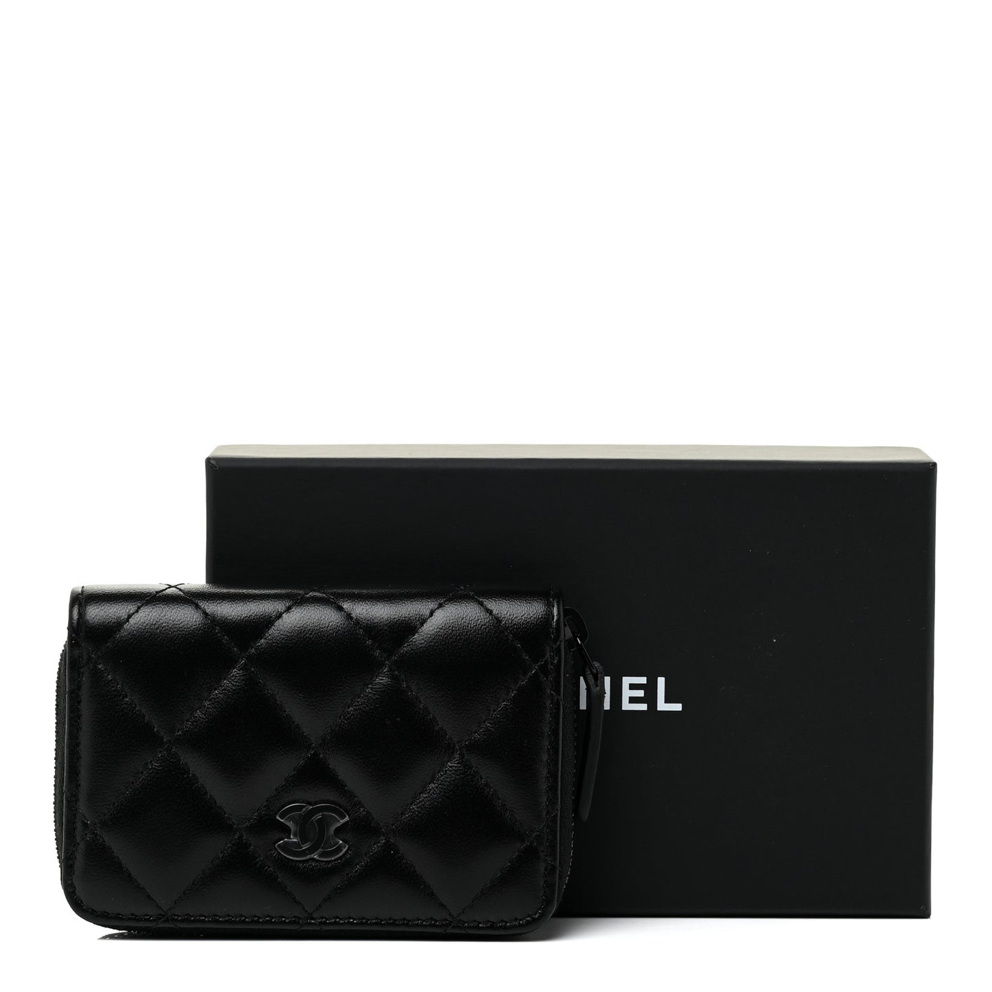 Lambskin Quilted Zip Coin Purse So Black