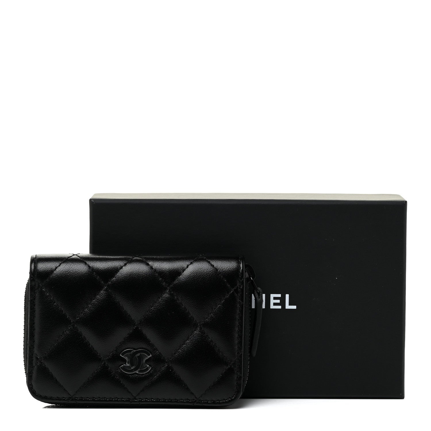 Chanel Lambskin Quilted Zip Coin Purse So Black 15 of 15