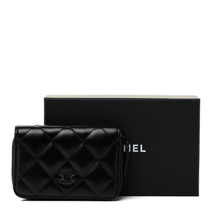 Chanel Lambskin Quilted Zip Coin Purse So Black 15 of 15