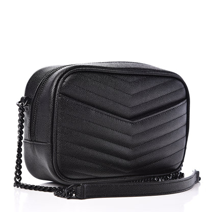 Saint Laurent Grain De Poudre Matelasse Monogram Mini Lou Camera Bag Black 2 of 8
