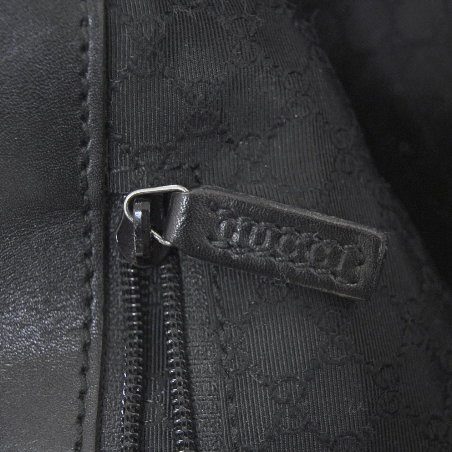 Smooth Leather Web Handles Tote Black