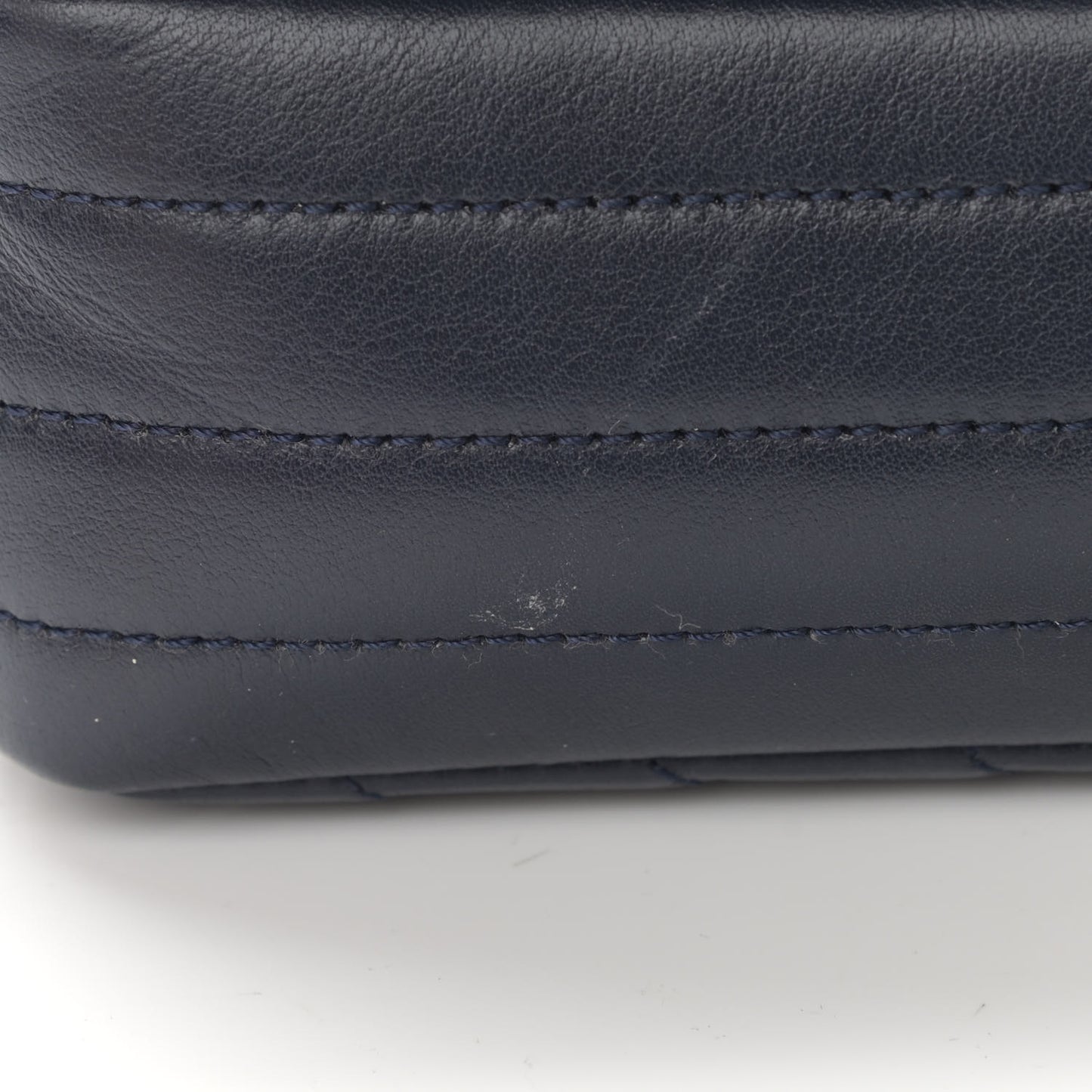 Calfskin Chevron Quilted Small Statement Flap Navy