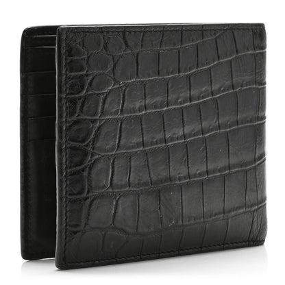 Saint Laurent Calfskin Crocodile Embossed Paris East West Wallet Black 2 of 6