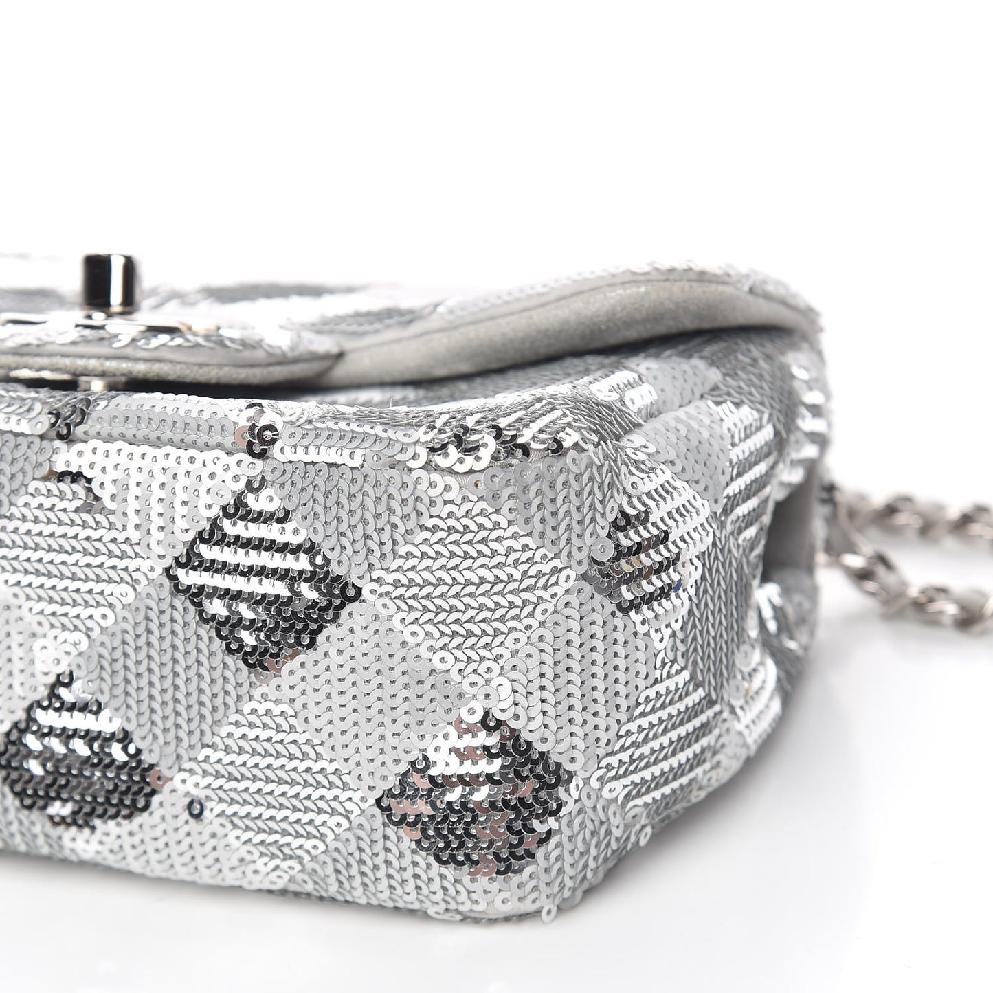 Sequin Geometric Extra Mini Flap Silver