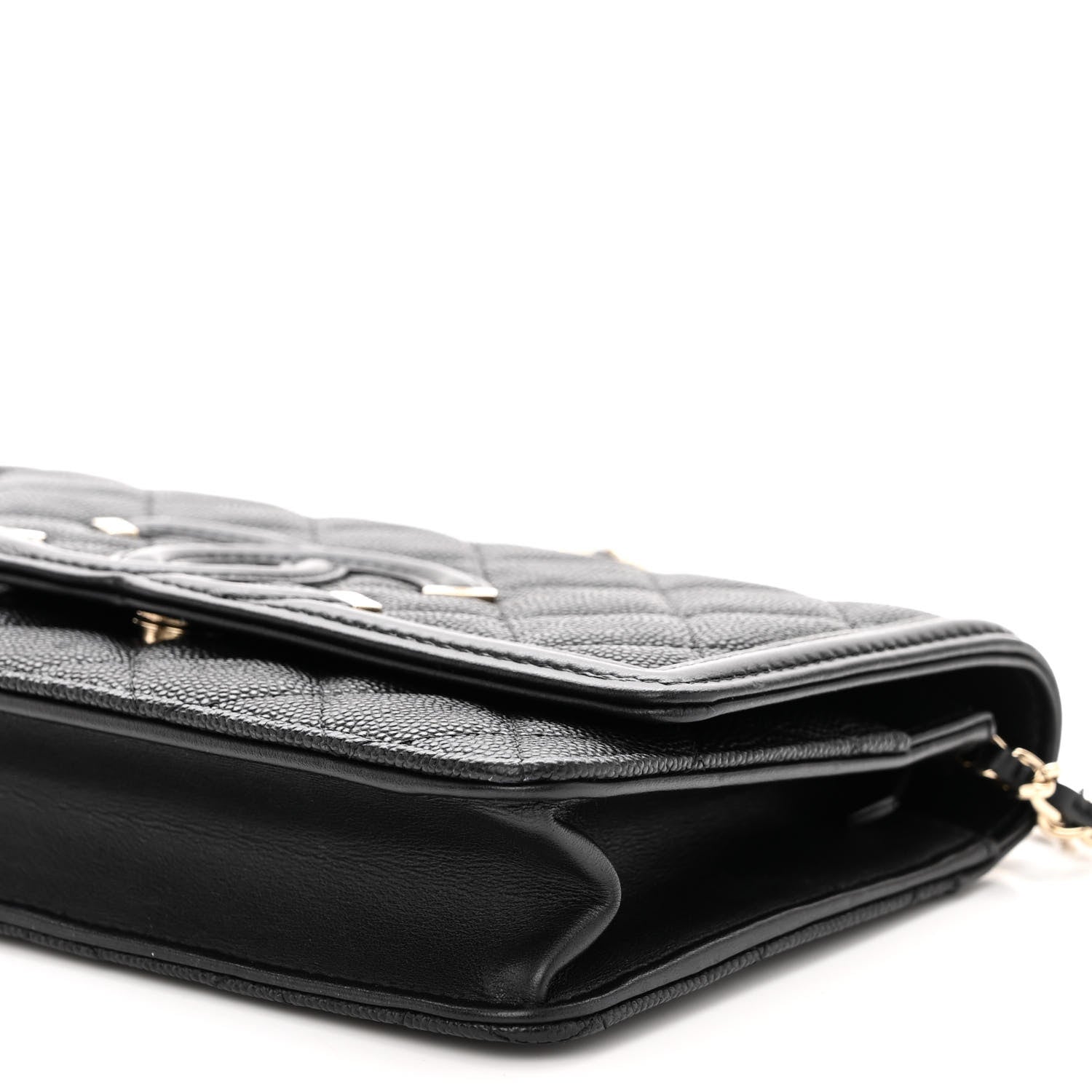 Chanel Caviar Quilted CC Filigree Wallet On Chain WOC Black 10 of 10