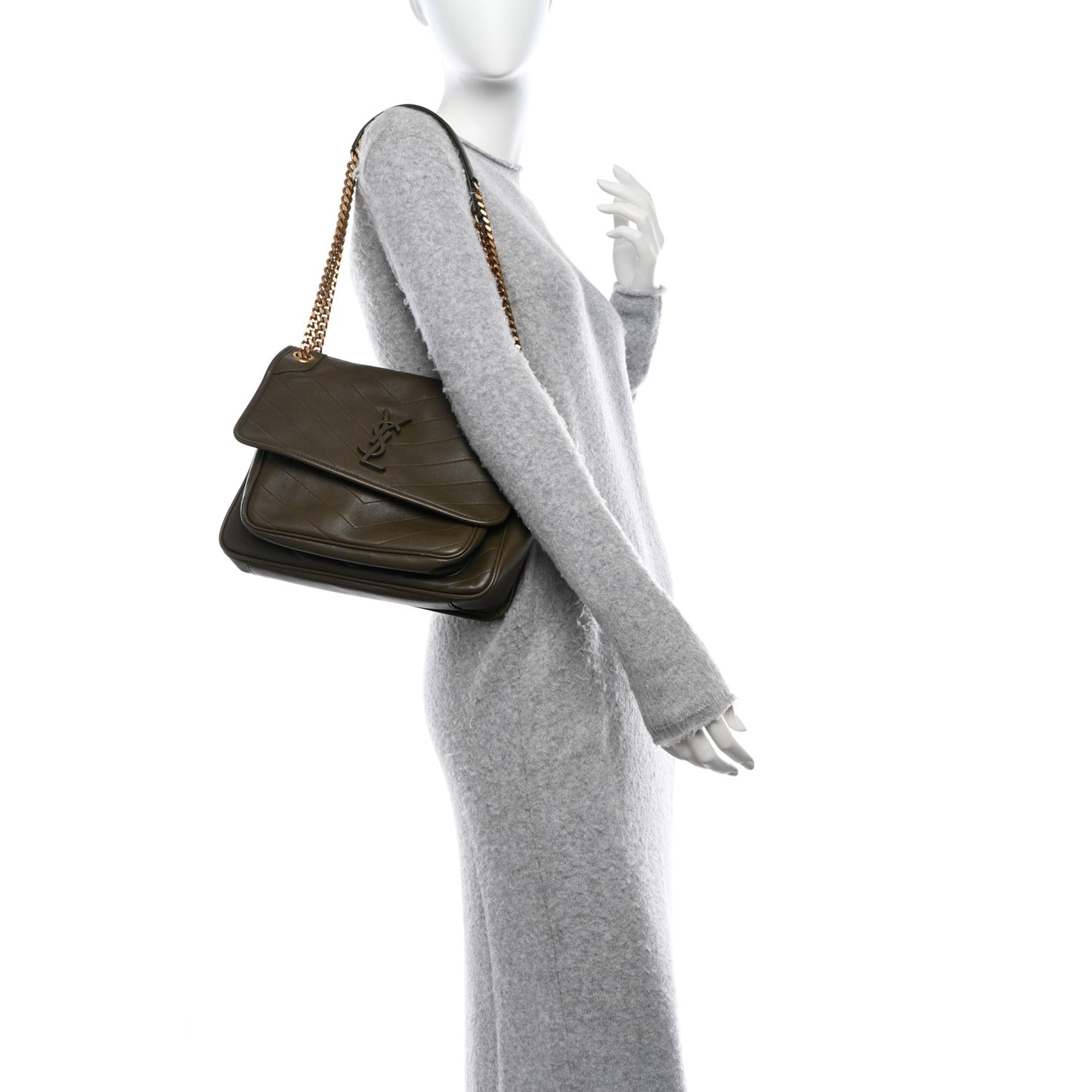 Lambskin Matelasse Monogram Medium Niki Chain Satchel Seawood