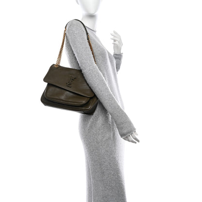 Saint Laurent Lambskin Matelasse Monogram Medium Niki Chain Satchel Seawood 2 of 13