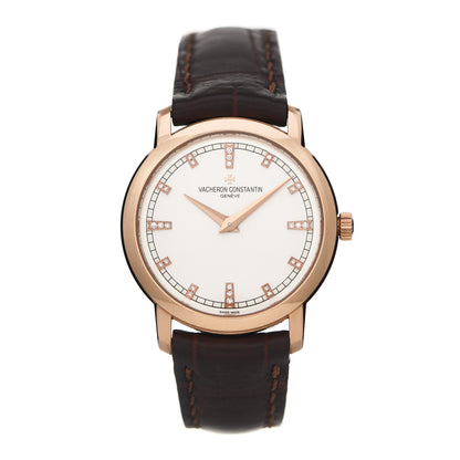 Vacheron Constantin 18K Pink Gold Alligator Diamond 30mm Traditionnelle Quartz Watch 25155/000R-9585 1 of 7