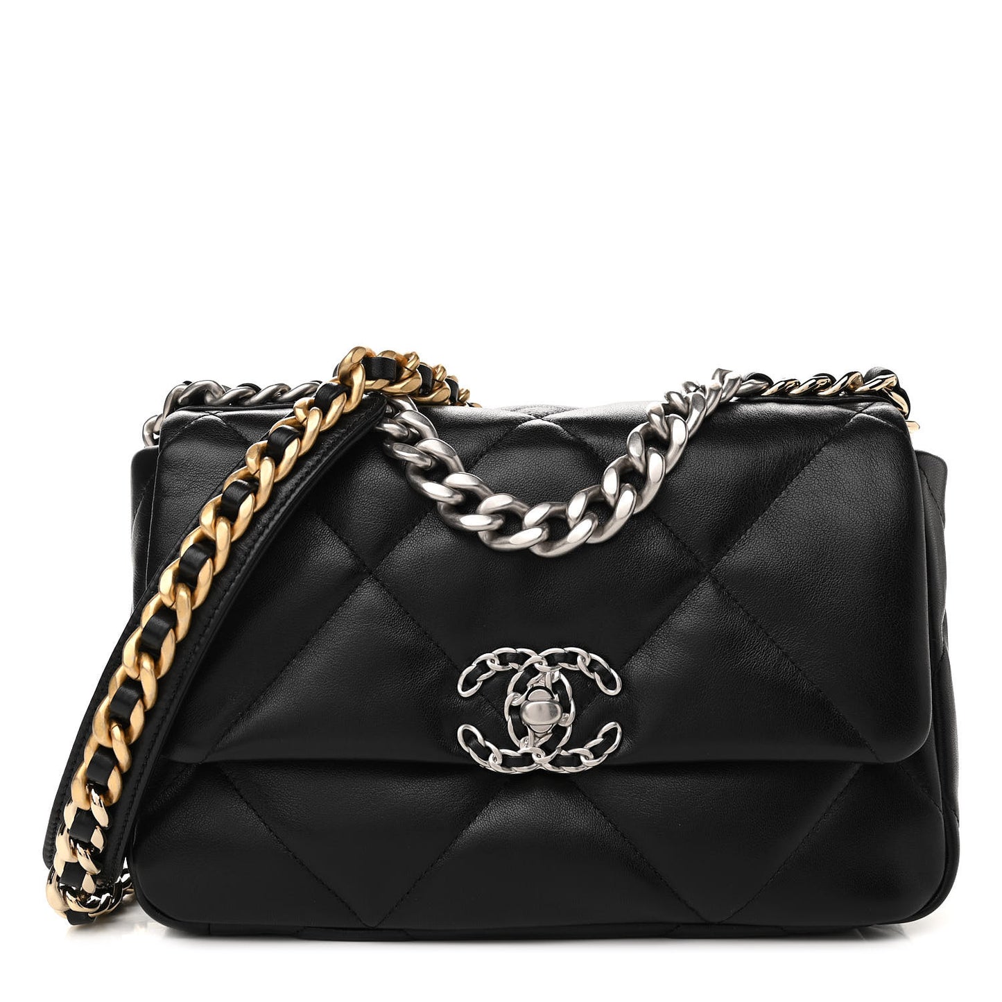 Lambskin Quilted Medium Chanel 19 Flap Black
