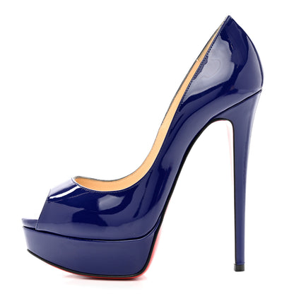 Christian Louboutin Patent Lady Peep 150 Pumps 36 China Blue 1 of 8