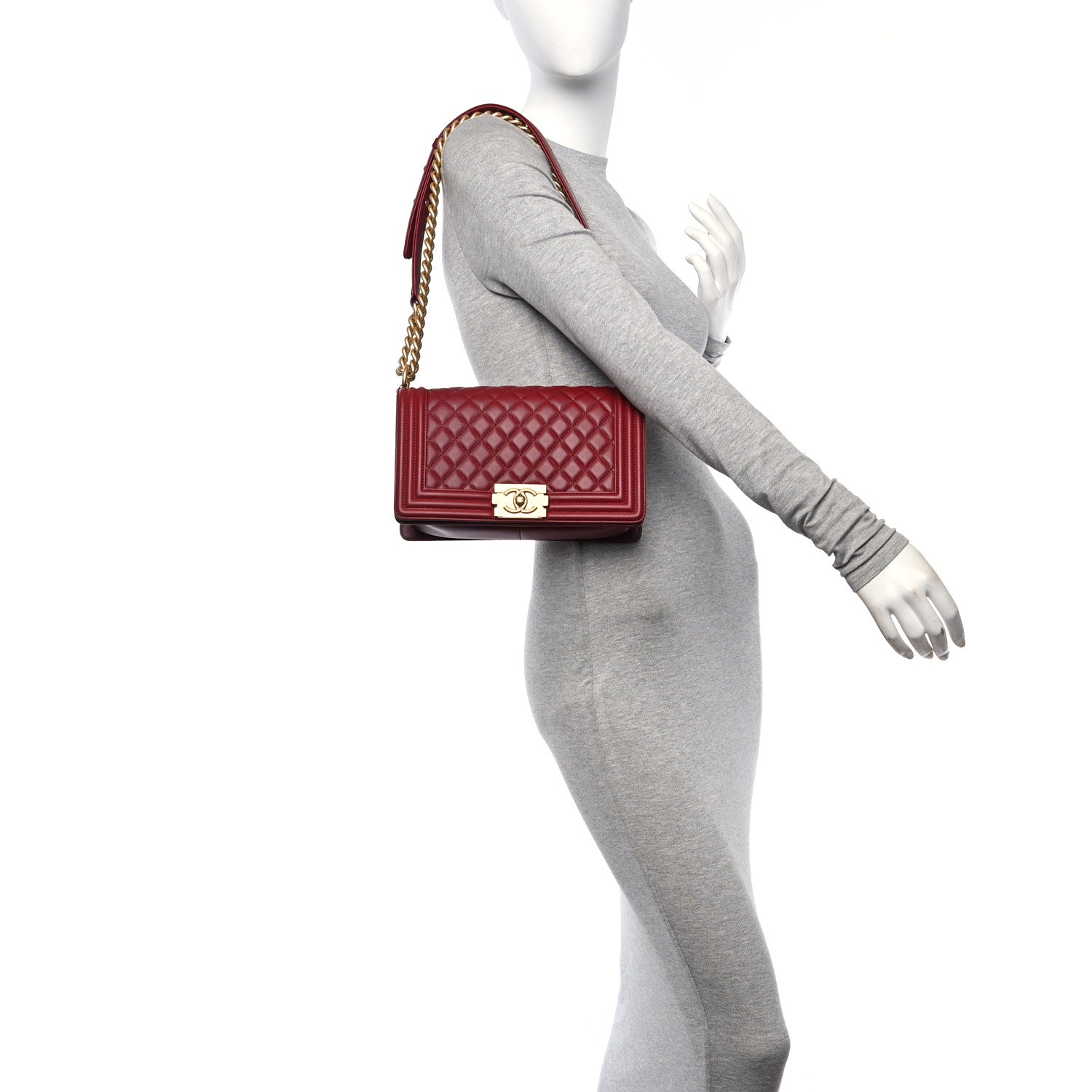 Chanel Lambskin Quilted Medium Boy Flap Dark Red 2 of 10