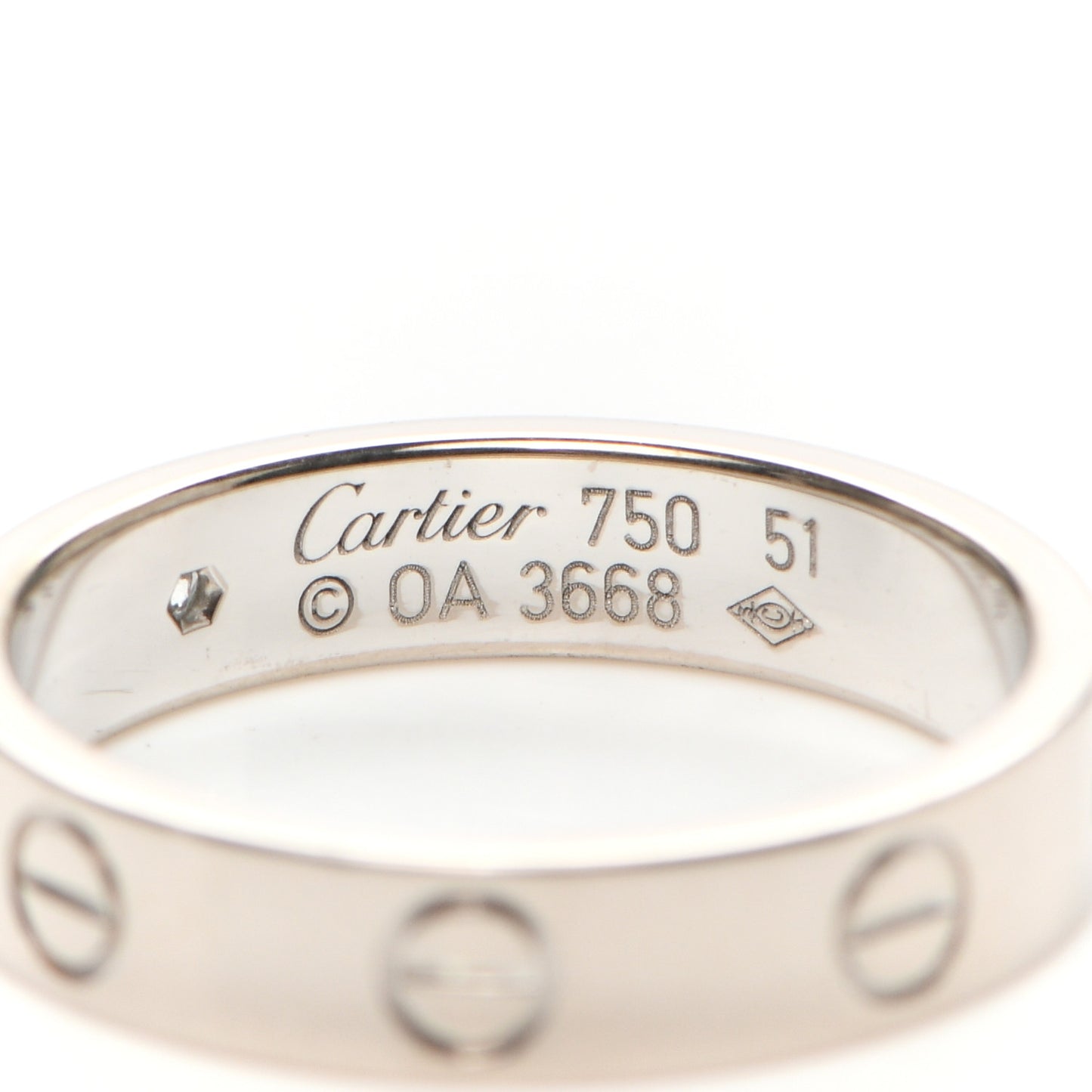 18K White Gold Diamond 4mm LOVE Wedding Band Ring 51 5.75