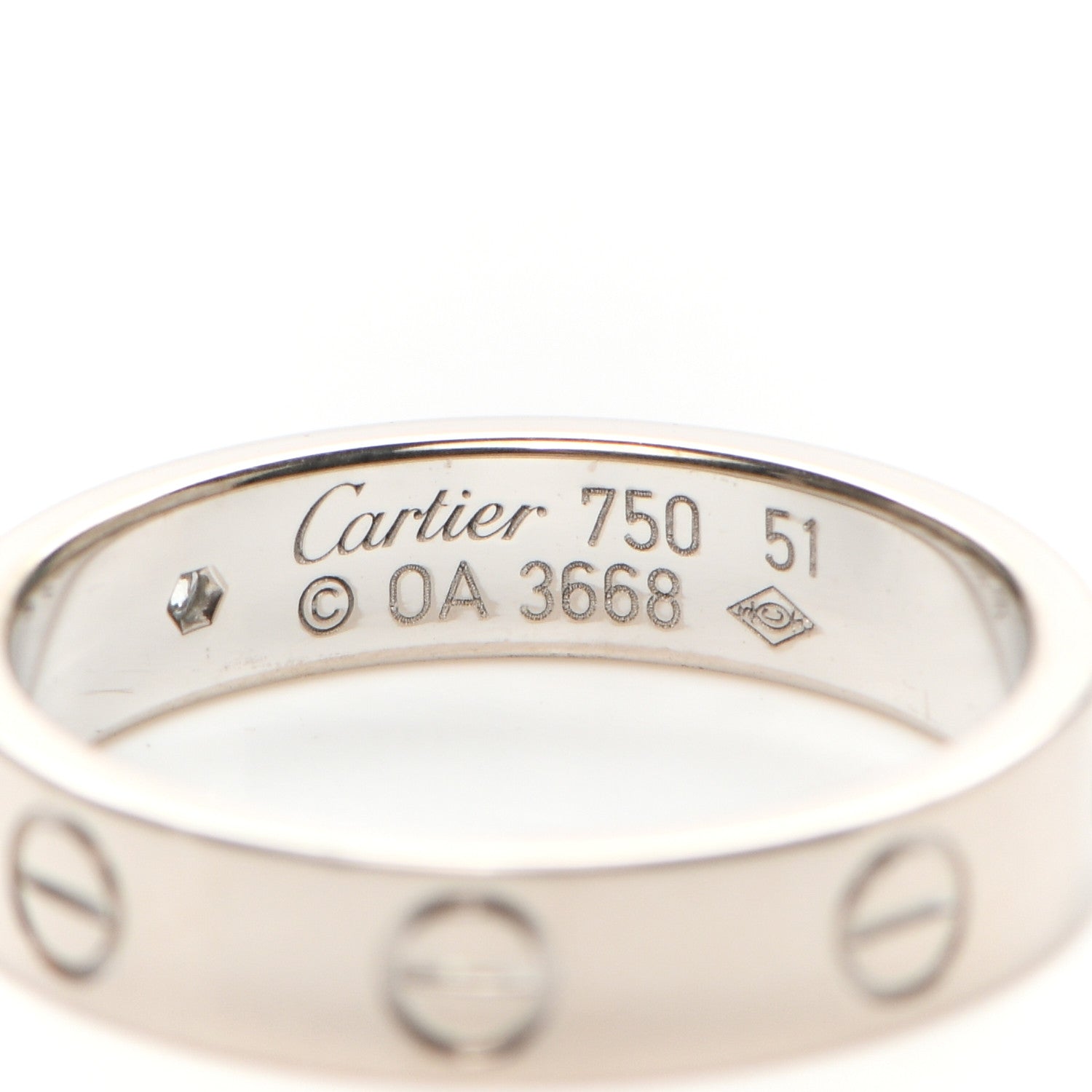 Cartier 18K White Gold Diamond 4mm LOVE Wedding Band Ring 51 5.75 4 of 4