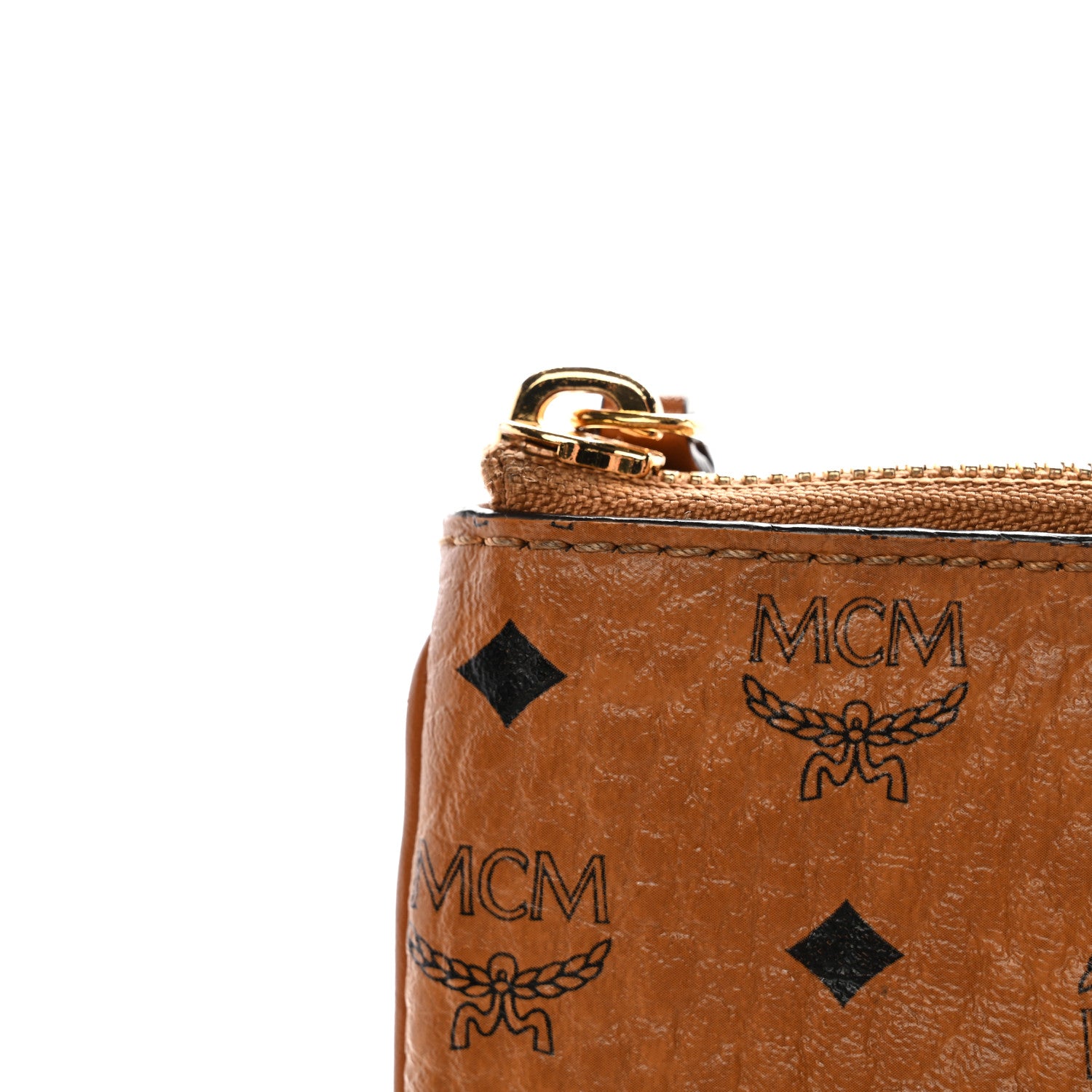 MCM Visetos Medium Crossbody Pouch Cognac 11 of 12