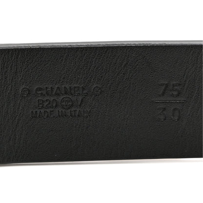Chanel Lambskin Logo Belt 75 30 Black Gold 3 of 5