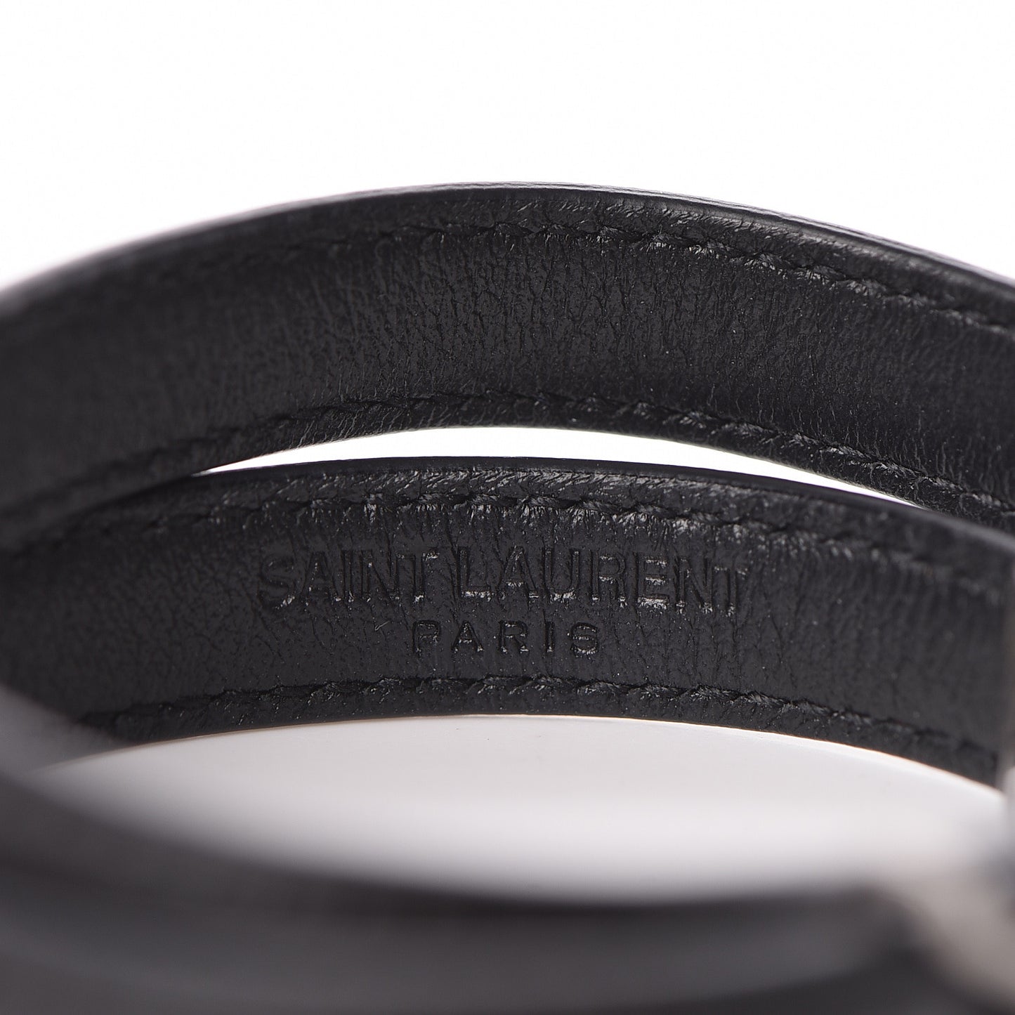 Calfskin Opyum Double Wrap Bracelet M Black