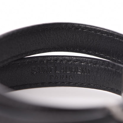 Saint Laurent Calfskin Opyum Double Wrap Bracelet M Black 4 of 5