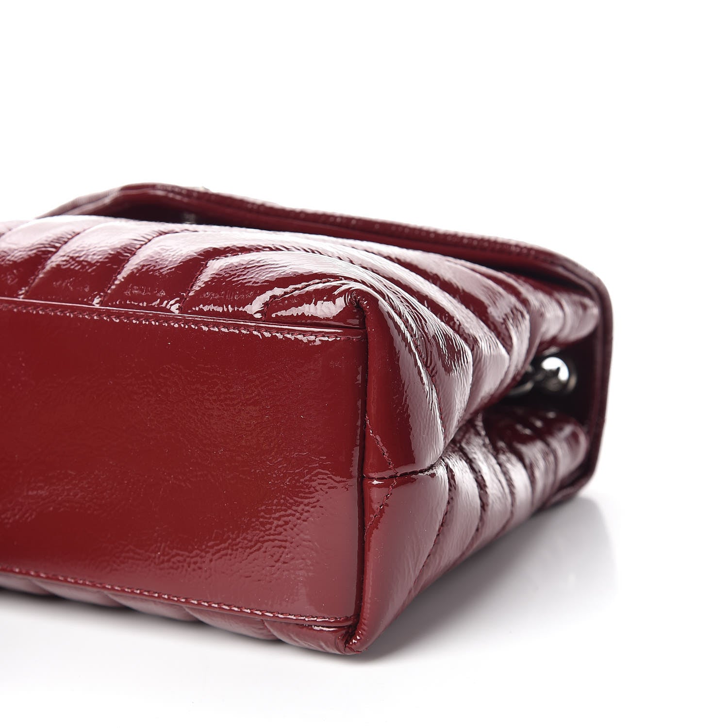 Saint Laurent Patent Y Quilted Monogram Small Loulou Chain Satchel Palissandre 6 of 10