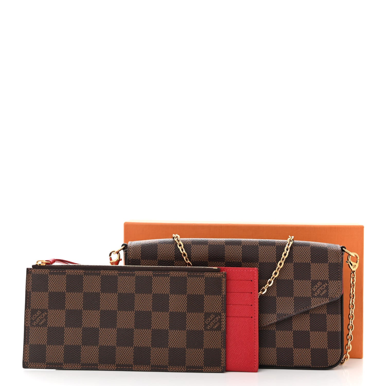 Louis Vuitton Damier Ebene Pochette Felicie Chain Wallet 12 of 12
