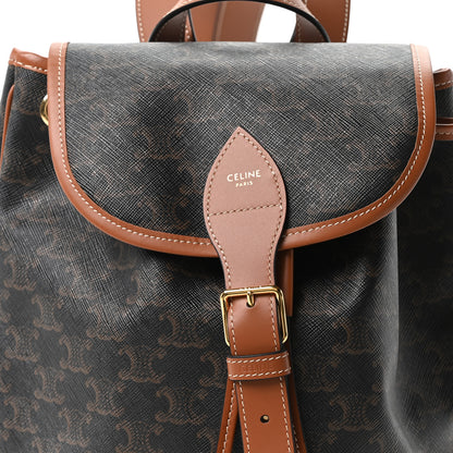 Celine Triomphe Canvas Calfskin Folco Backpack Tan 7 of 9