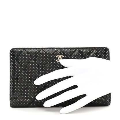 Chanel Lambskin Perforated Yen Wallet Black 2 of 10