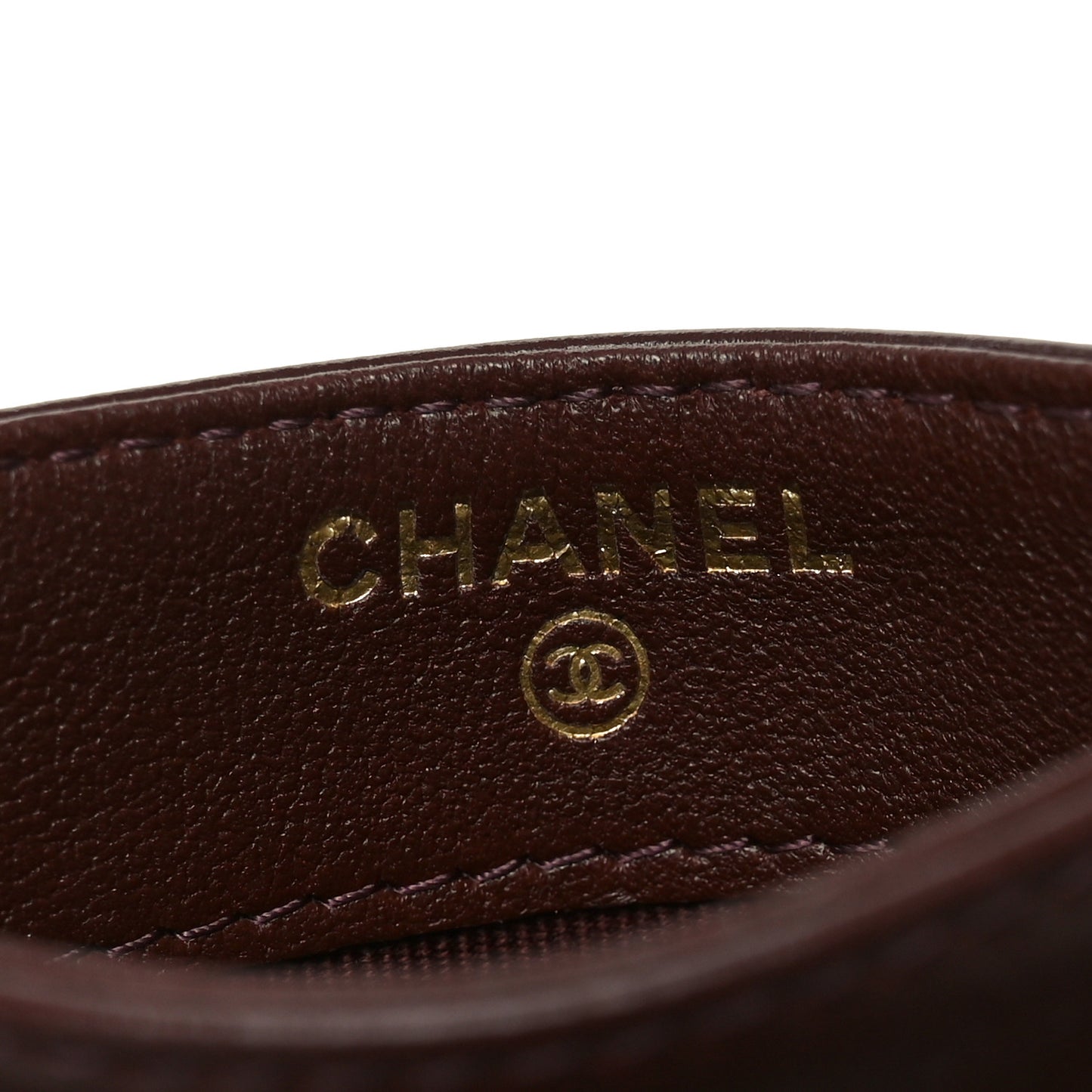 Lambskin Quilted Card Holder Dark Brown