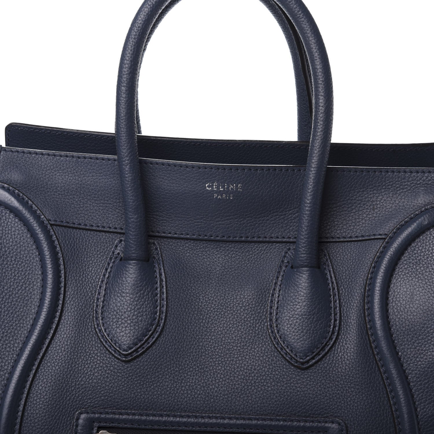 Celine Drummed Calfskin Mini Luggage Blue 9 of 9