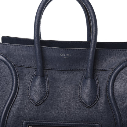 Celine Drummed Calfskin Mini Luggage Blue 9 of 9