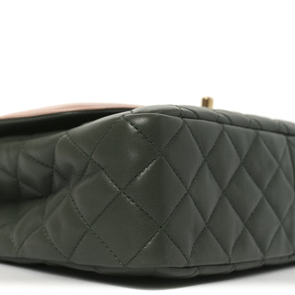 Chanel Lambskin Quilted Medium Bi-Color Flap Green Pink 9 of 10