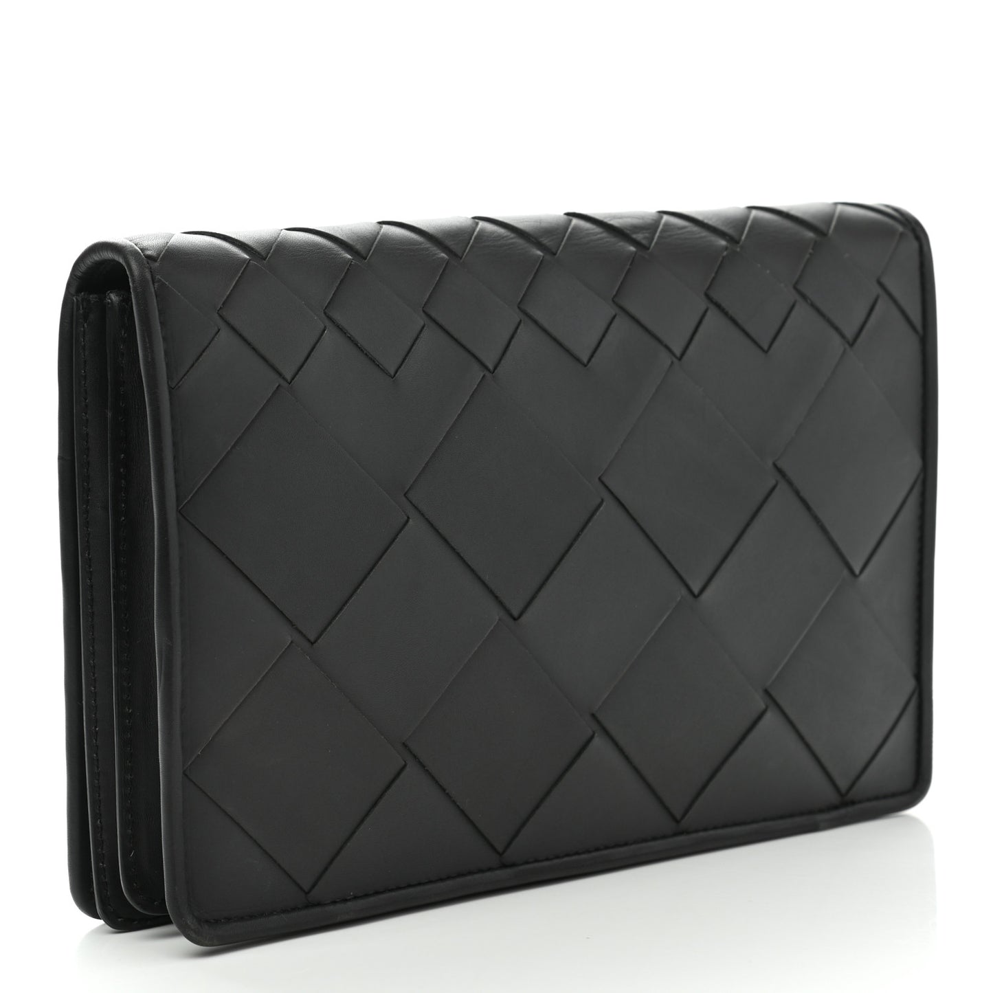 Nappa Intrecciato Medium Woven Clutch Black