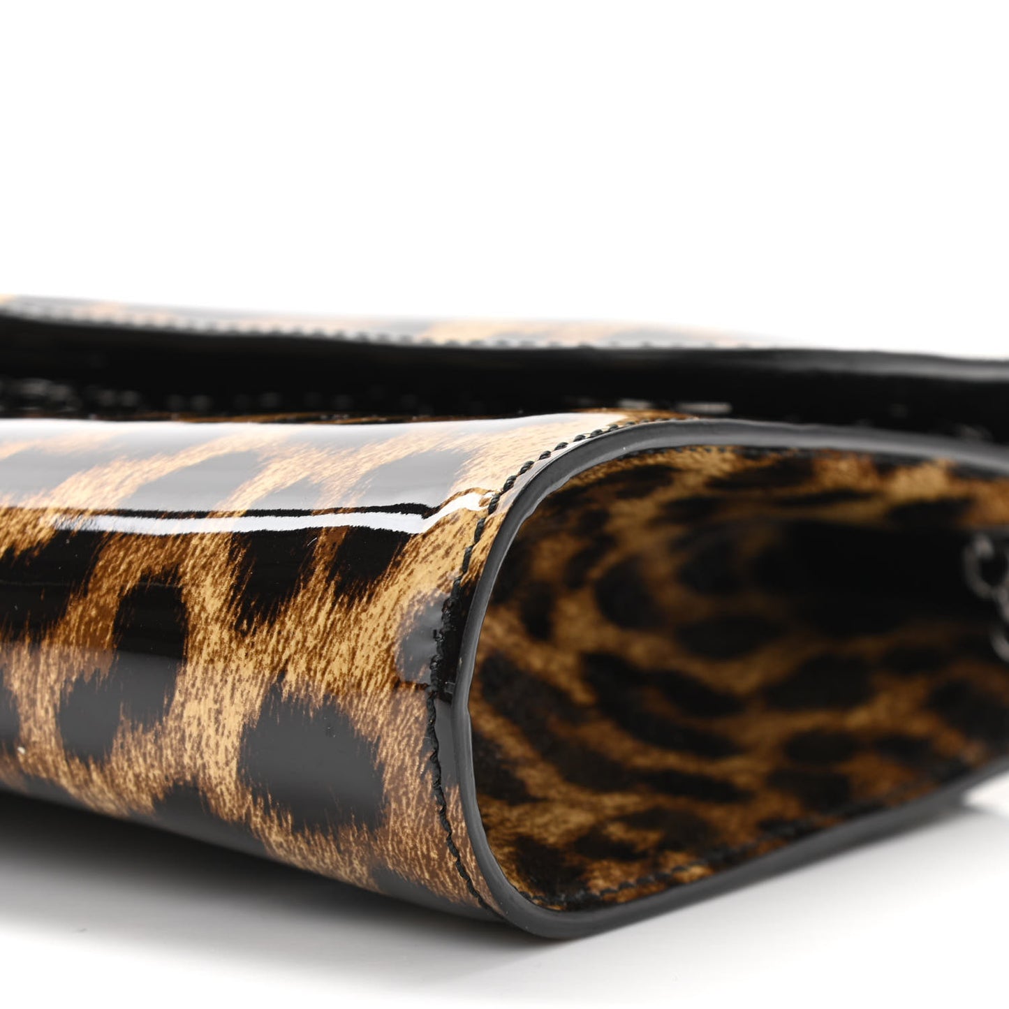 Patent Leopard Print Riviera Clutch