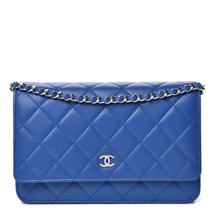 Chanel Lambskin Quilted Wallet On Chain WOC Blue 1 of 12
