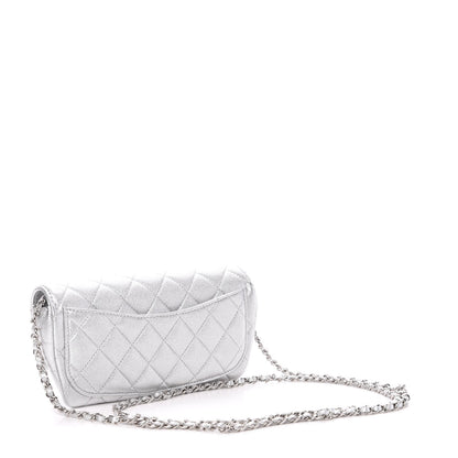 Chanel Metallic Lambskin Quilted Glasses Case With Chain Silver 3 of 11