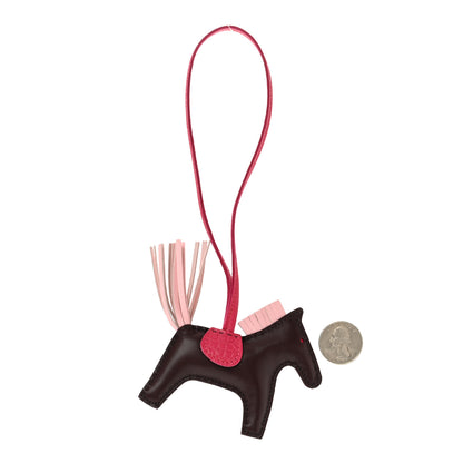Hermes Milo Lambskin Matte Alligator Touch Grigri Rodeo Horse Bag Charm PM Rouge Sellier Framboise Rose Sakura 2 of 4