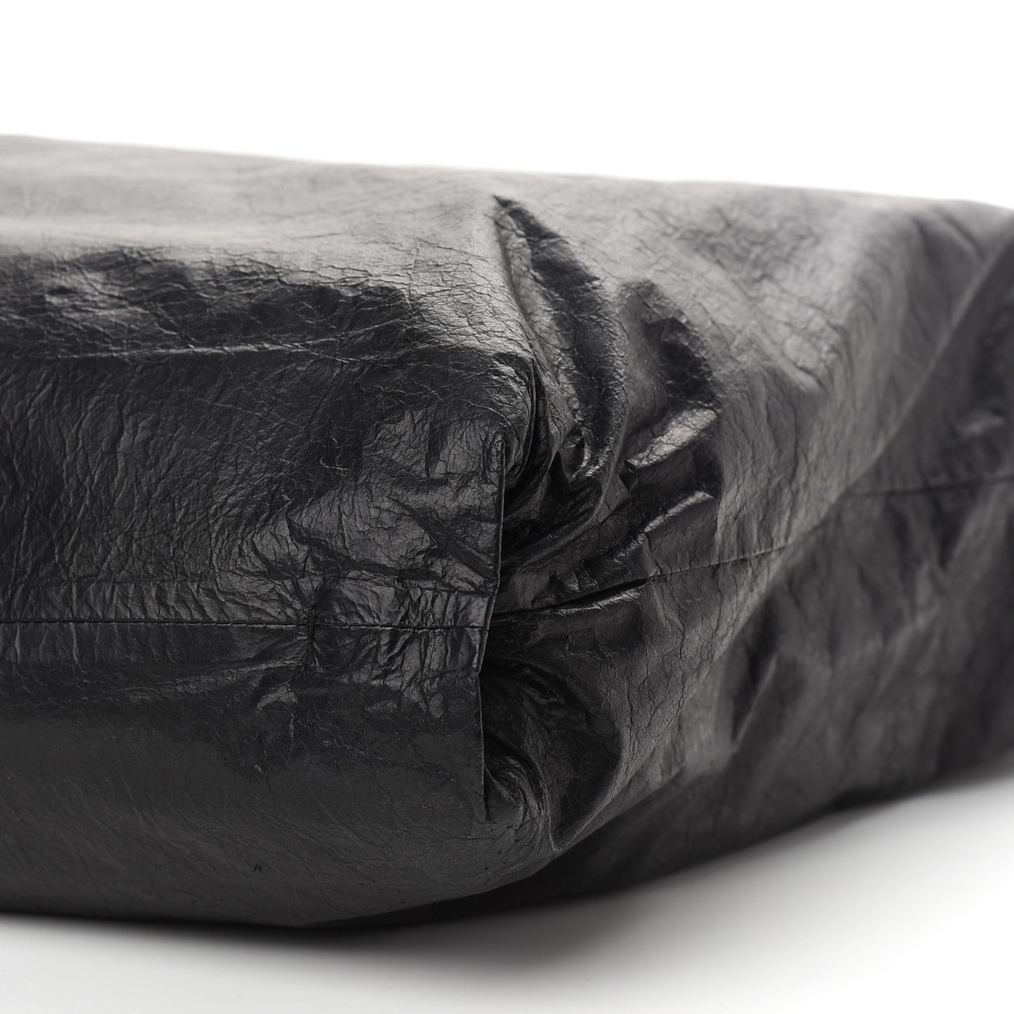 Crinkled Lambskin Paper Bag Tote Black