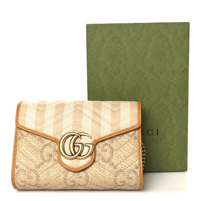 Gucci Raffia GG Monogram Matelasse GG Marmont Chain Wallet Natural Beige Off White Sun Oil 11 of 11