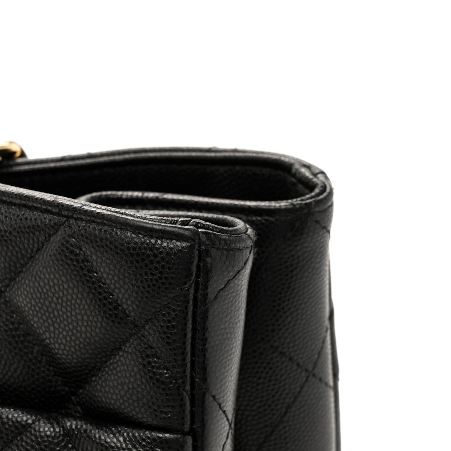 Caviar Quilted Large Shopping Tote Black