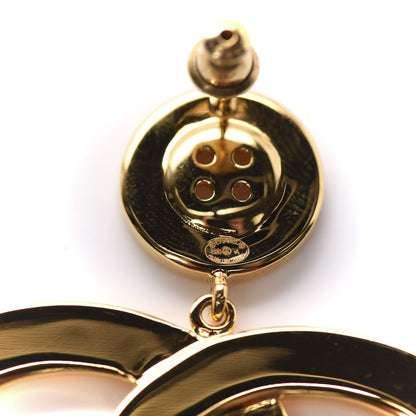 Chanel Metal Large Paris Button Earrings Gold 4 of 5