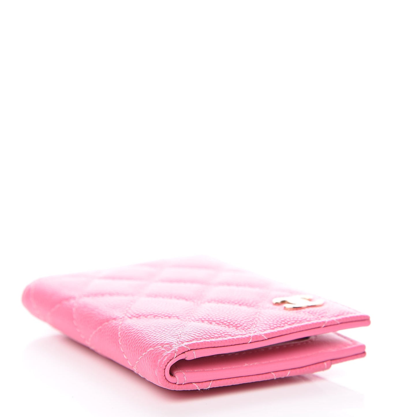 Caviar Quilted Card Holder Wallet Pink