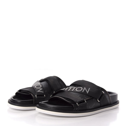 Louis Vuitton Monogram Eclipse Mens Honolulu Mule 9 Black 3 of 10