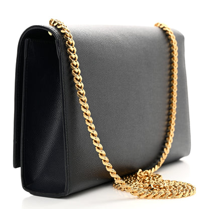 Saint Laurent Grain De Poudre Medium Classic Monogram Kate Satchel Deep Marine 3 of 13