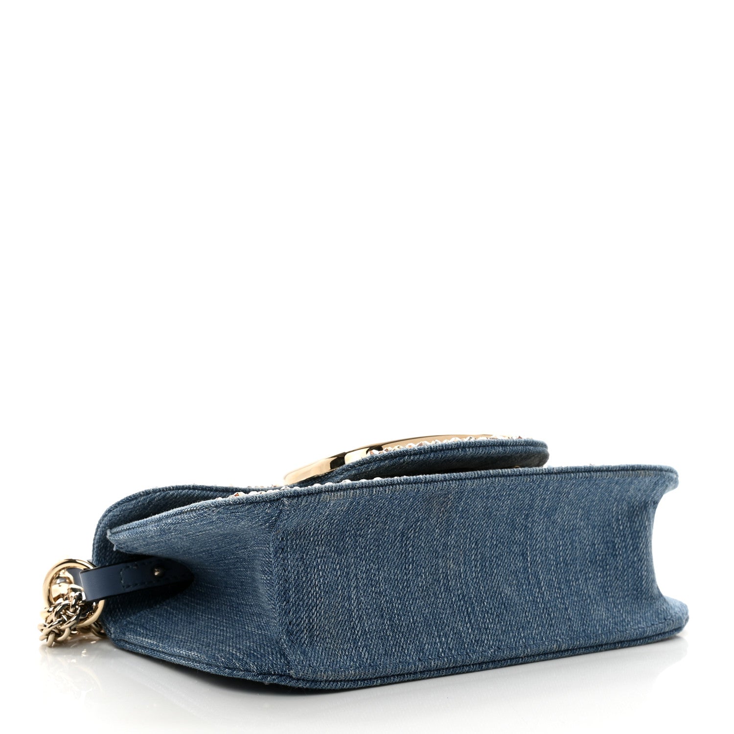 Valentino Garavani Denim Crystal Vlogo Embroidered Small Loco Shoulder Bag Blue 3 of 10