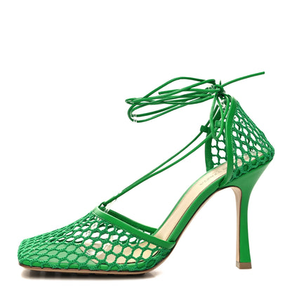 Bottega Veneta Mesh Nappa Stretch Ankle Tie 90mm Sandals 42 Grass 1 of 7