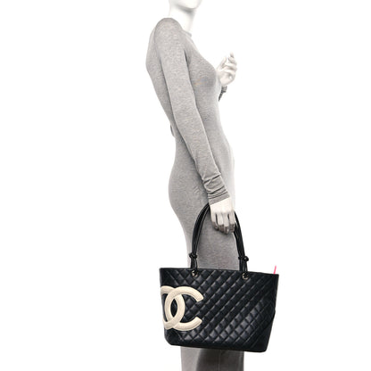 Chanel Calfskin Quilted Large Cambon Tote Black White 2 of 10