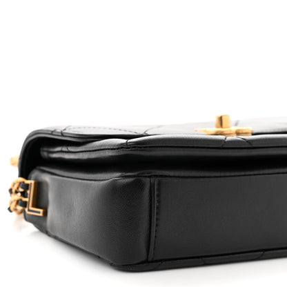 Chanel Lambskin Quilted Enamel Chain Logo Mini Flap Black 9 of 11