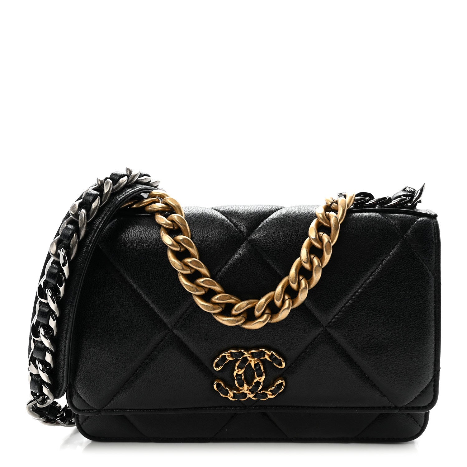 Chanel Lambskin Quilted Chanel 19 Wallet On Chain WOC Black 1 of 12